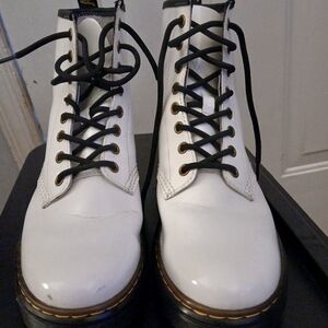 Dr. Martens White Combat Boots with Black Laces